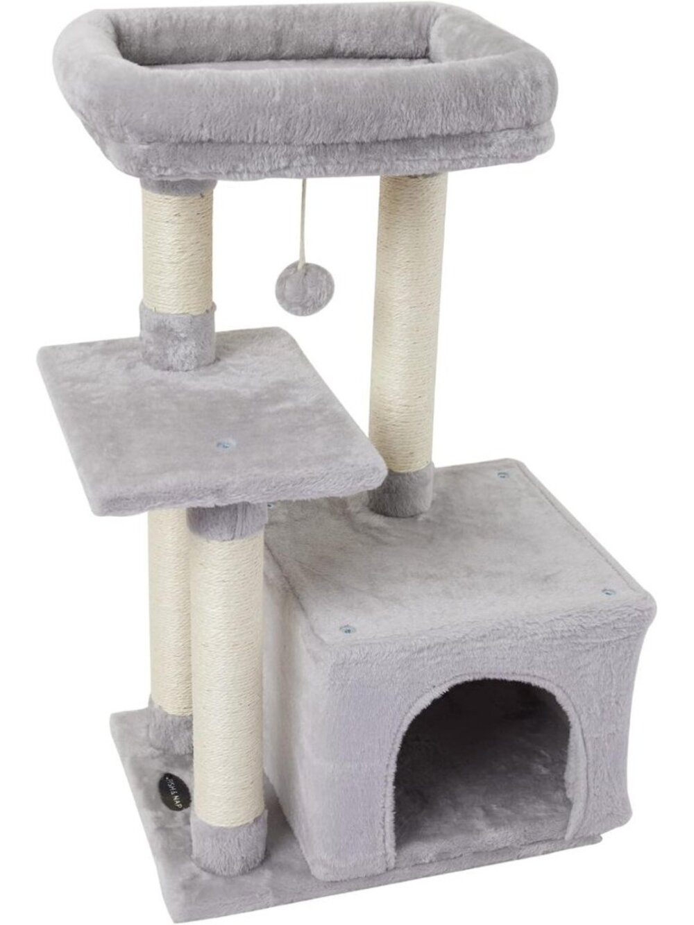 Adorable Cat Tree Condo with Sisal Scratching Posts & Jump Platform - Gray